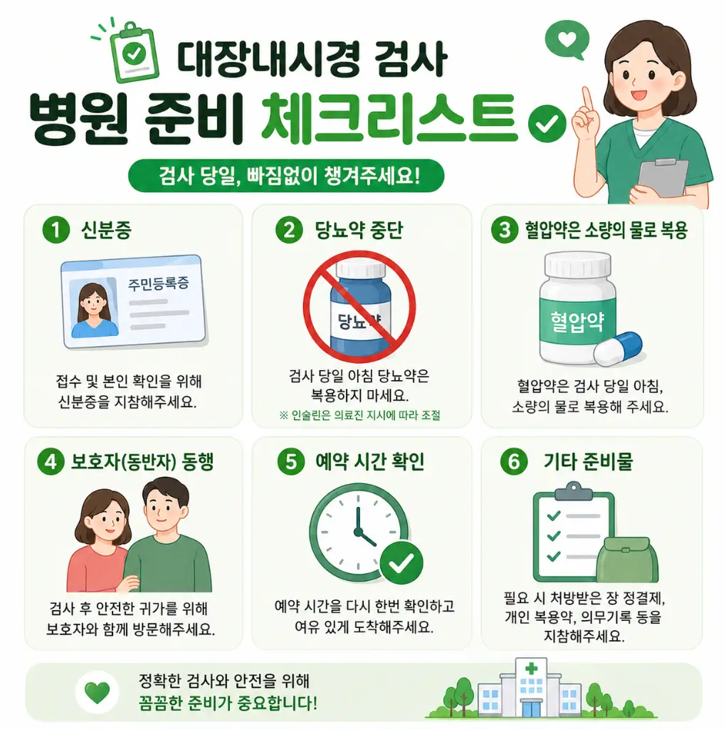 대장내시경 검사 당일 준비 체크리스트