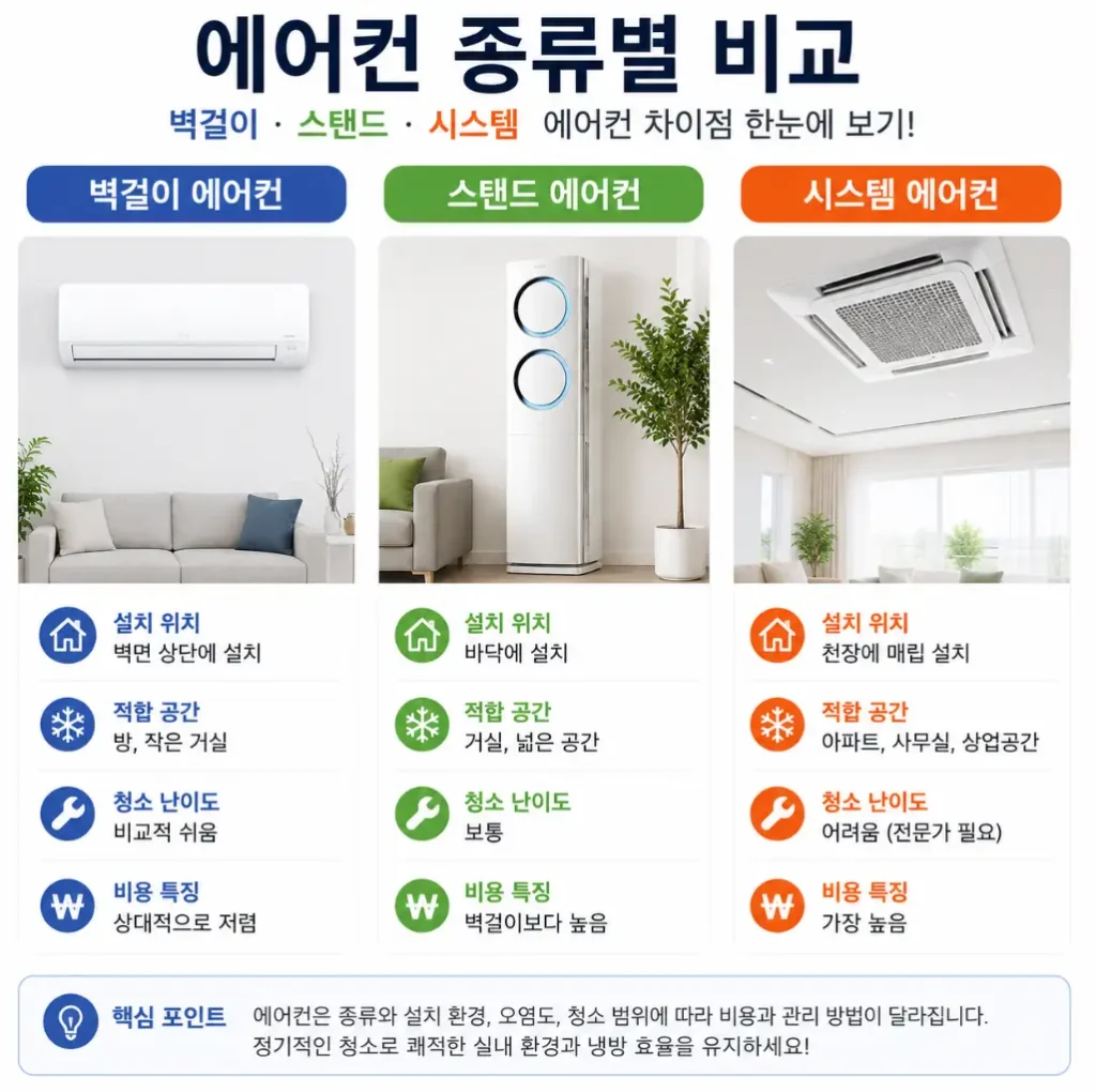 벽걸이 스탠드 시스템 에어컨 비교