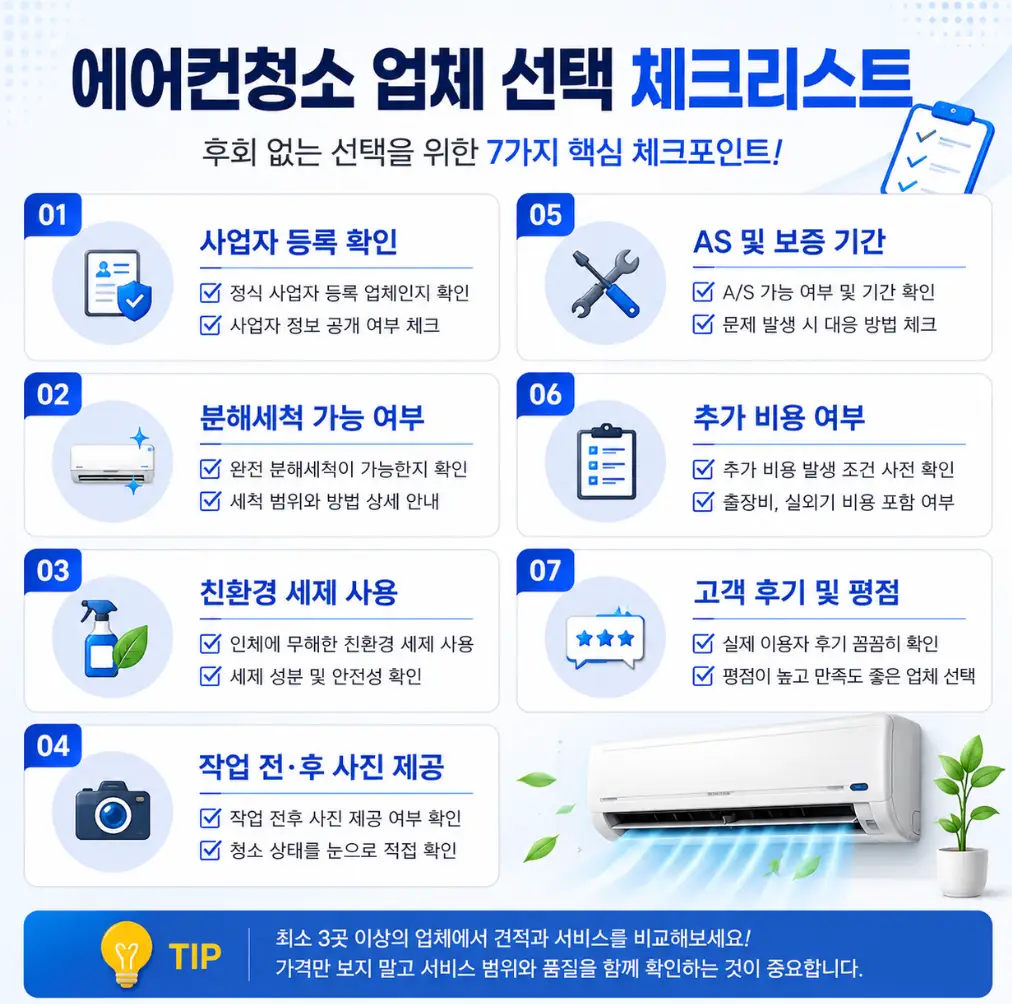 에어컨청소 업체 선택 체크리스트