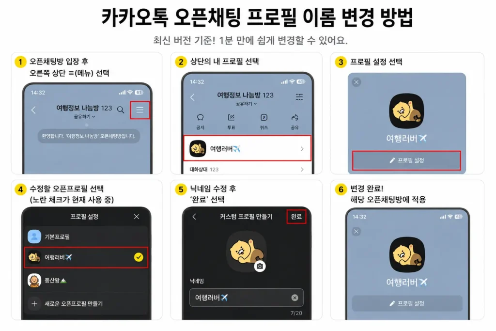 카카오톡 오픈채팅 이름 변경 방법