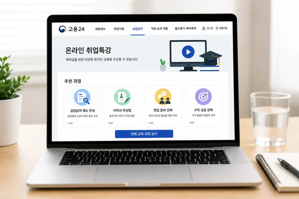 실업급여 1차 실업인정 온라인 교육 수강 방법
