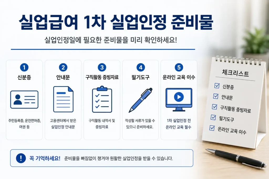 실업급여 1차 실업인정 준비물 체크리스트