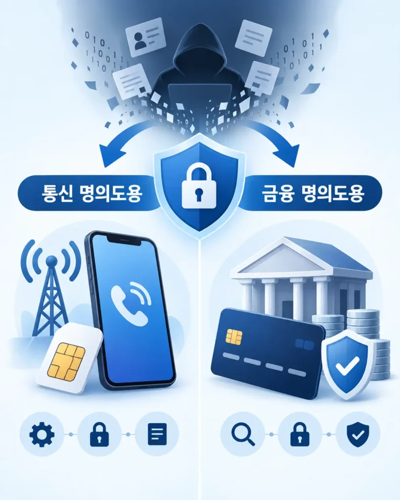 휴대전화와 은행 계좌를 통한 통신 명의도용 및 금융 명의도용 예방 이미지